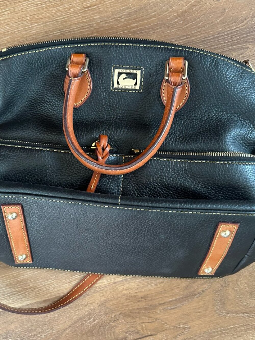 Dooney & Bourke Dillen Double Pocket Satchel Black & Tan